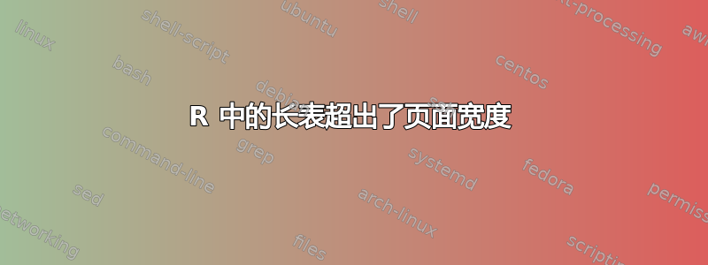 R 中的长表超出了页面宽度