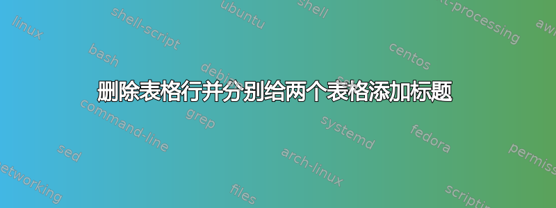 删除表格行并分别给两个表格添加标题