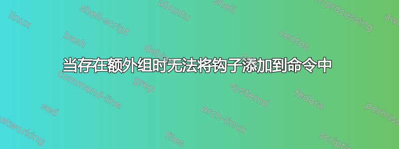 当存在额外组时无法将钩子添加到命令中