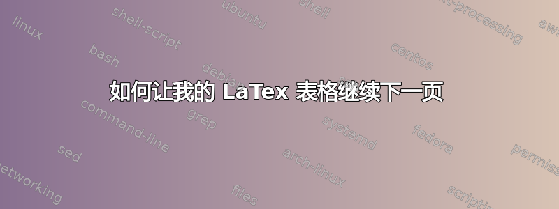 如何让我的 LaTex 表格继续下一页