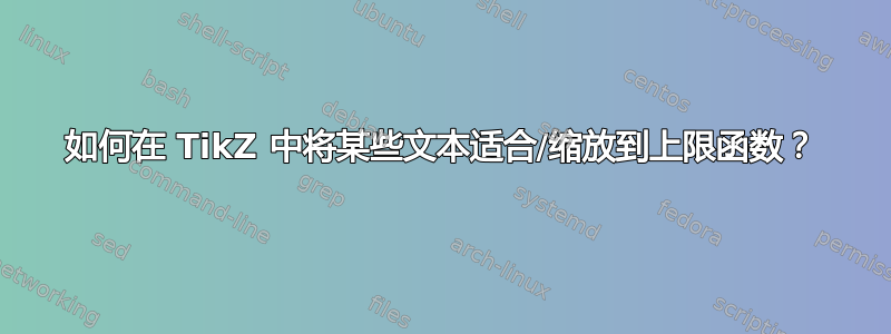 如何在 TikZ 中将某些文本适合/缩放到上限函数？