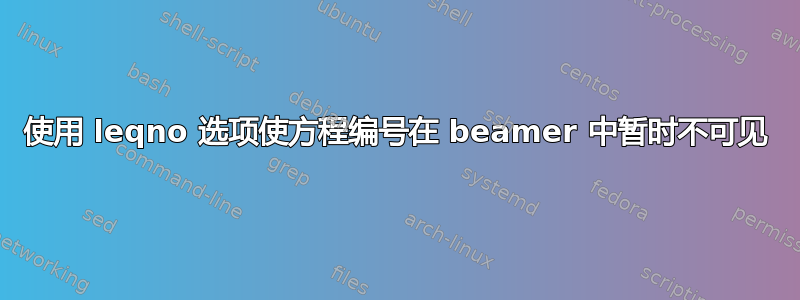 使用 leqno 选项使方程编号在 beamer 中暂时不可见