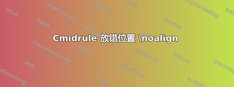 Cmidrule 放错位置 \noalign