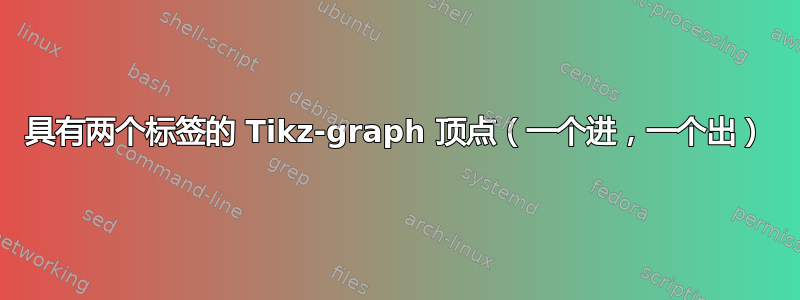 具有两个标签的 Tikz-graph 顶点（一个进，一个出）