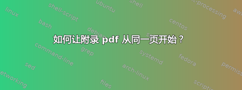 如何让附录 pdf 从同一页开始？