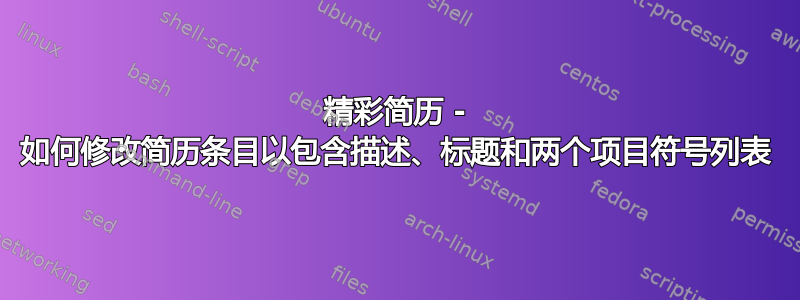 精彩简历 - 如何修改简历条目以包含描述、标题和两个项目符号列表