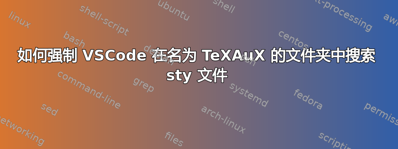 如何强制 VSCode 在名为 TeXAuX 的文件夹中搜索 sty 文件