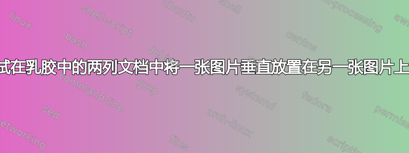 尝试在乳胶中的两列文档中将一张图片垂直放置在另一张图片上方