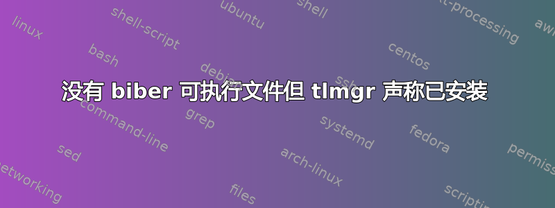 没有 biber 可执行文件但 tlmgr 声称已安装