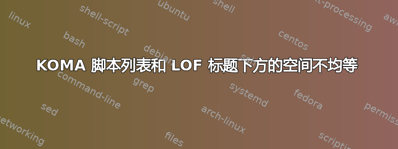 KOMA 脚本列表和 LOF 标题下方的空间不均等