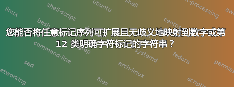 您能否将任意标记序列可扩展且无歧义地映射到数字或第 12 类明确字符标记的字符串？