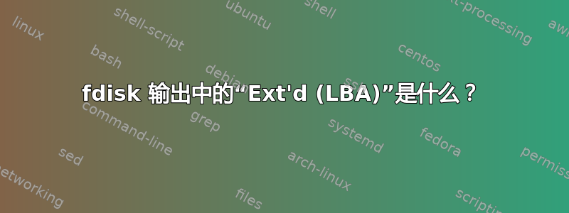 fdisk 输出中的“Ext'd (LBA)”是什么？