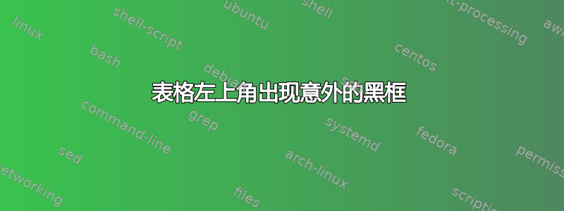 表格左上角出现意外的黑框