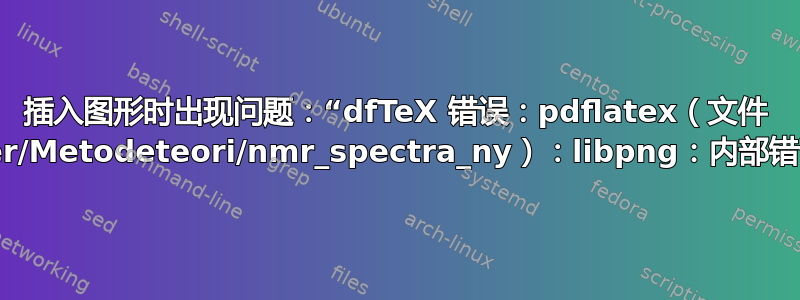 插入图形时出现问题：“dfTeX 错误：pdflatex（文件 ./billeder/Metodeteori/nmr_spectra_ny.png）：libpng：内部错误”