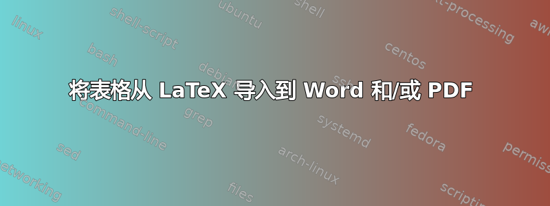 将表格从 LaTeX 导入到 Word 和/或 PDF