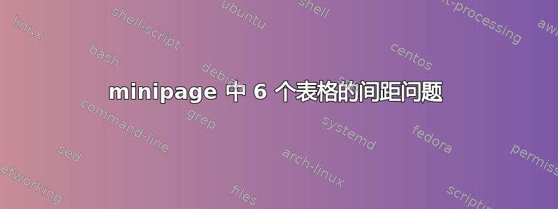 minipage 中 6 个表格的间距问题