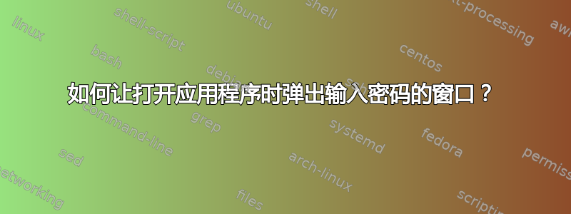 如何让打开应用程序时弹出输入密码的窗口？