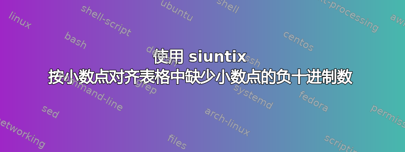 使用 siuntix 按小数点对齐表格中缺少小数点的负十进制数