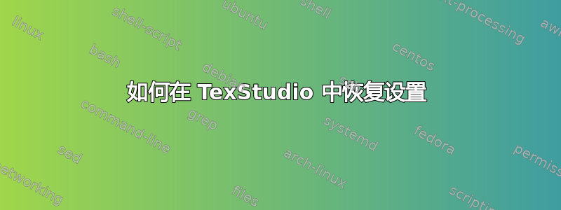 如何在 TexStudio 中恢复设置