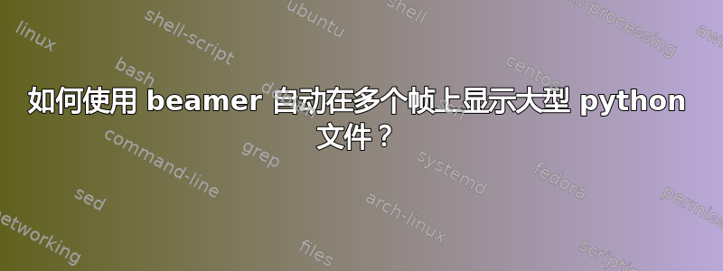 如何使用 beamer 自动在多个帧上显示大型 python 文件？