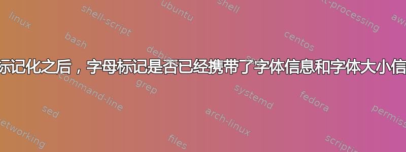 经过标记化之后，字母标记是否已经携带了字体信息和字体大小信息？