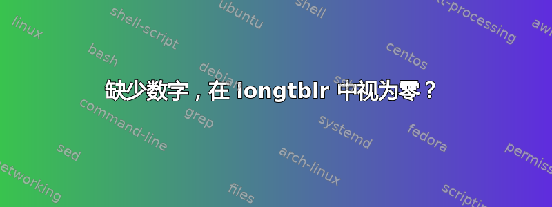 缺少数字，在 longtblr 中视为零？