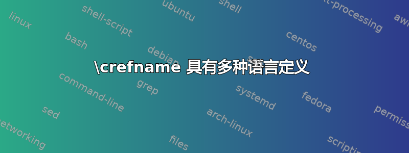 \crefname 具有多种语言定义