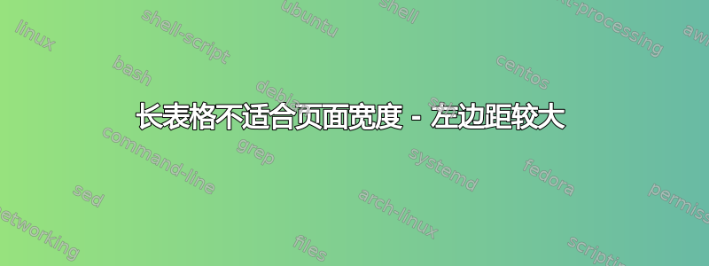 长表格不适合页面宽度 - 左边距较大