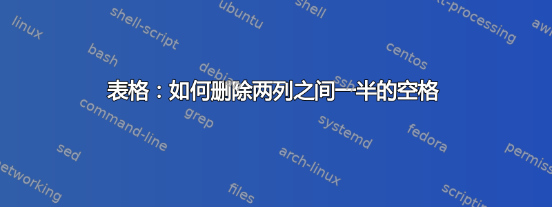 表格：如何删除两列之间一半的空格