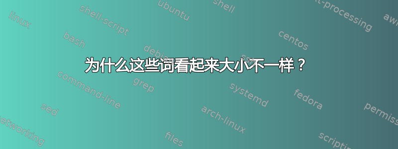 为什么这些词看起来大小不一样？