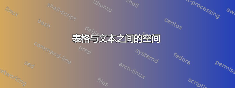 表格与文本之间的空间