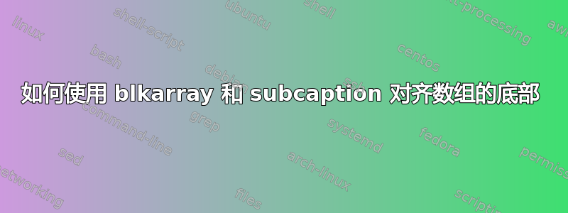 如何使用 blkarray 和 subcaption 对齐数组的底部