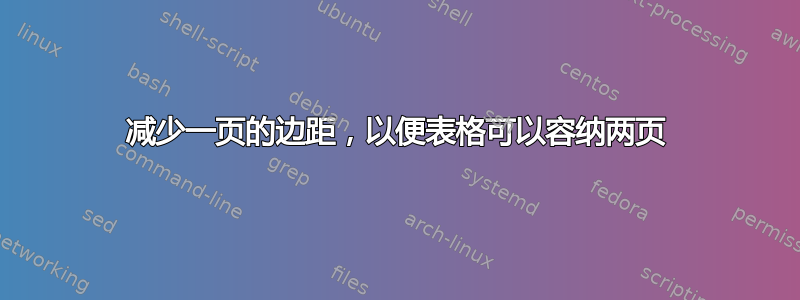 减少一页的边距，以便表格可以容纳两页