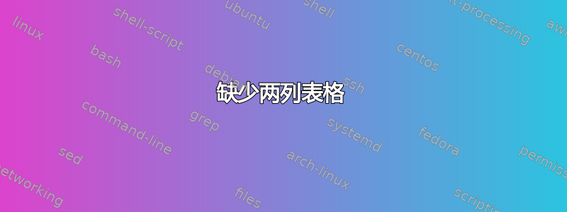 缺少两列表格