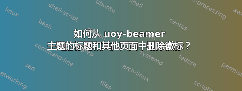 如何从 uoy-beamer 主题的标题和其他页面中删除徽标？