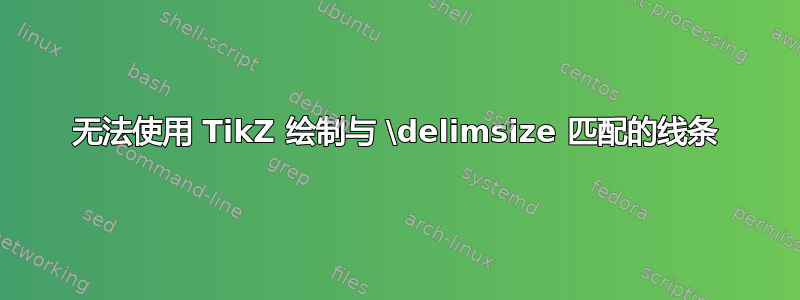 无法使用 TikZ 绘制与 \delimsize 匹配的线条