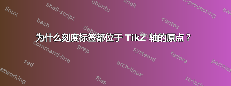 为什么刻度标签都位于 TikZ 轴的原点？