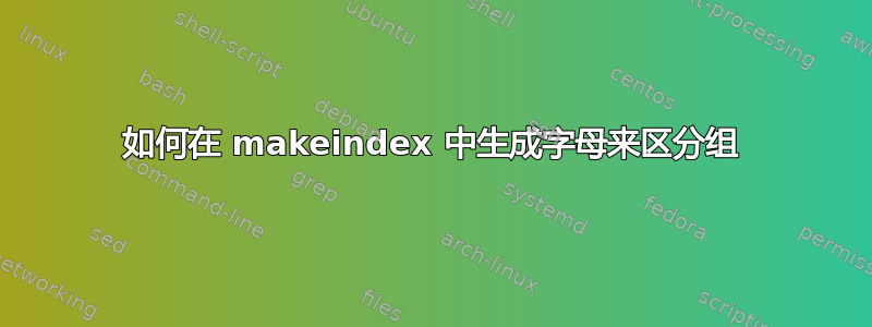 如何在 makeindex 中生成字母来区分组