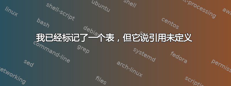 我已经标记了一个表，但它说引用未定义