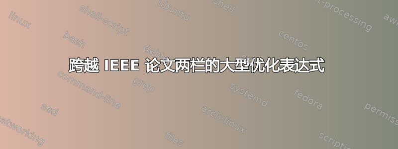 跨越 IEEE 论文两栏的大型优化表达式