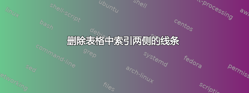 删除表格中索引两侧的线条