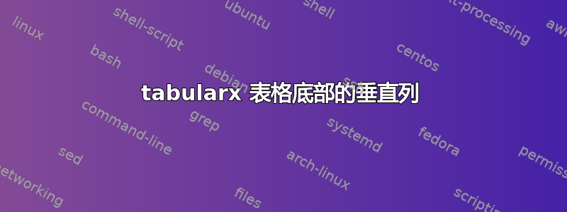 tabularx 表格底部的垂直列