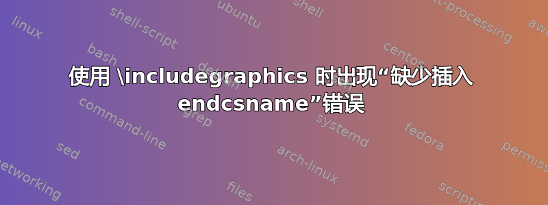 使用 \includegraphics 时出现“缺少插入 endcsname”错误