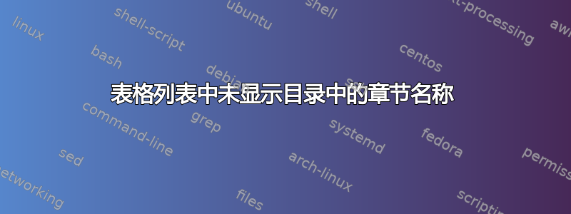 表格列表中未显示目录中的章节名称