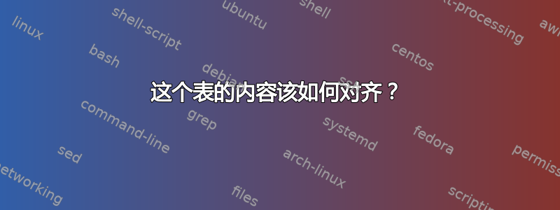 这个表的内容该如何对齐？