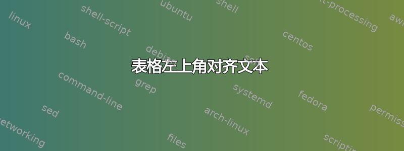 表格左上角对齐文本