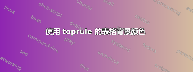 使用 toprule 的表格背景颜色