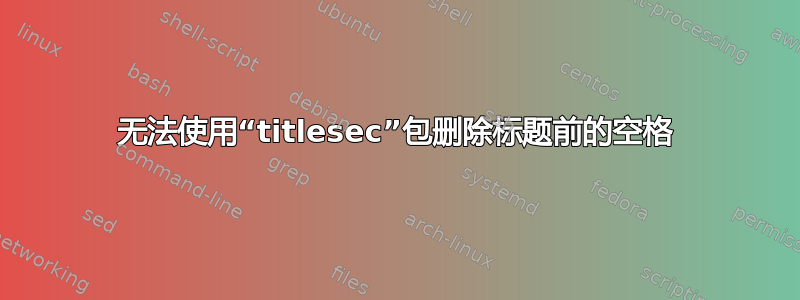 无法使用“titlesec”包删除标题前的空格