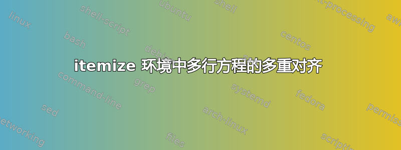 itemize 环境中多行方程的多重对齐