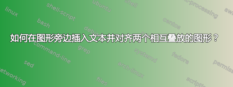 如何在图形旁边插入文本并对齐两个相互叠放的图形？